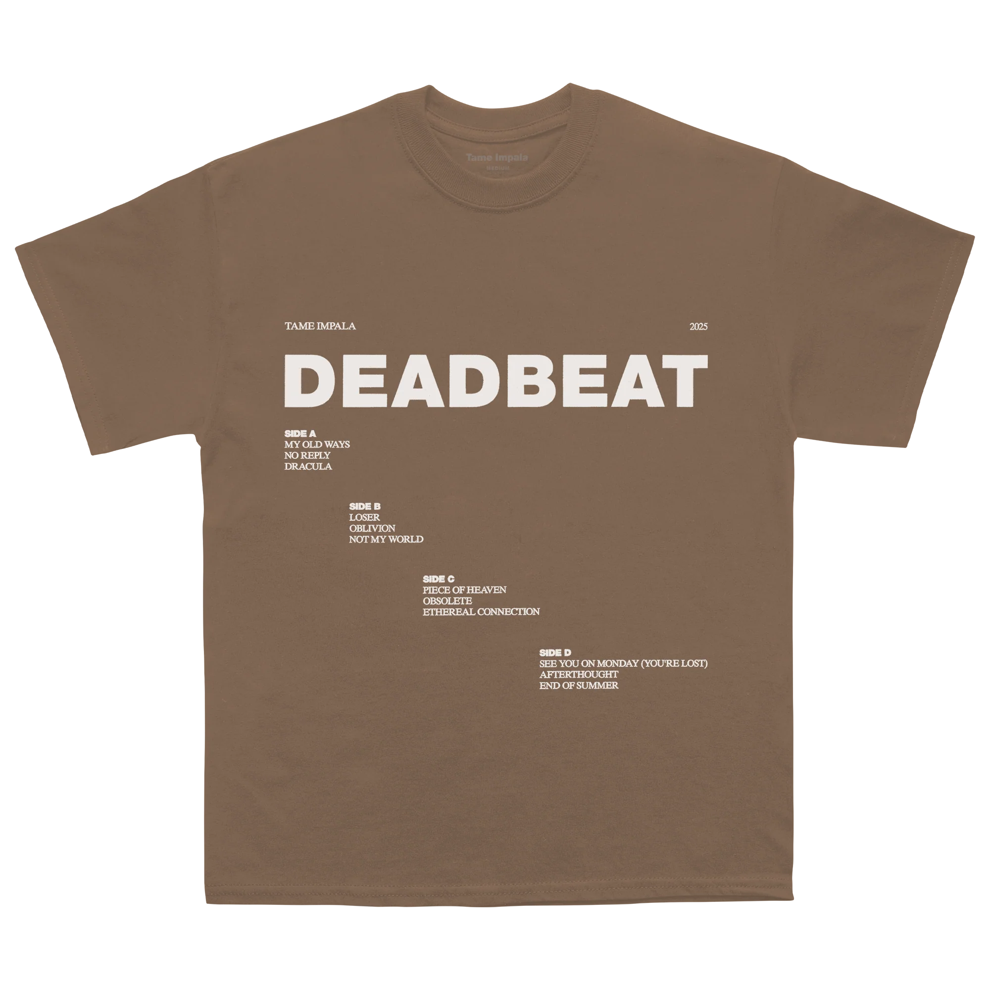 Deadbeat Tracklist Tee – Tame Impala ANZ
