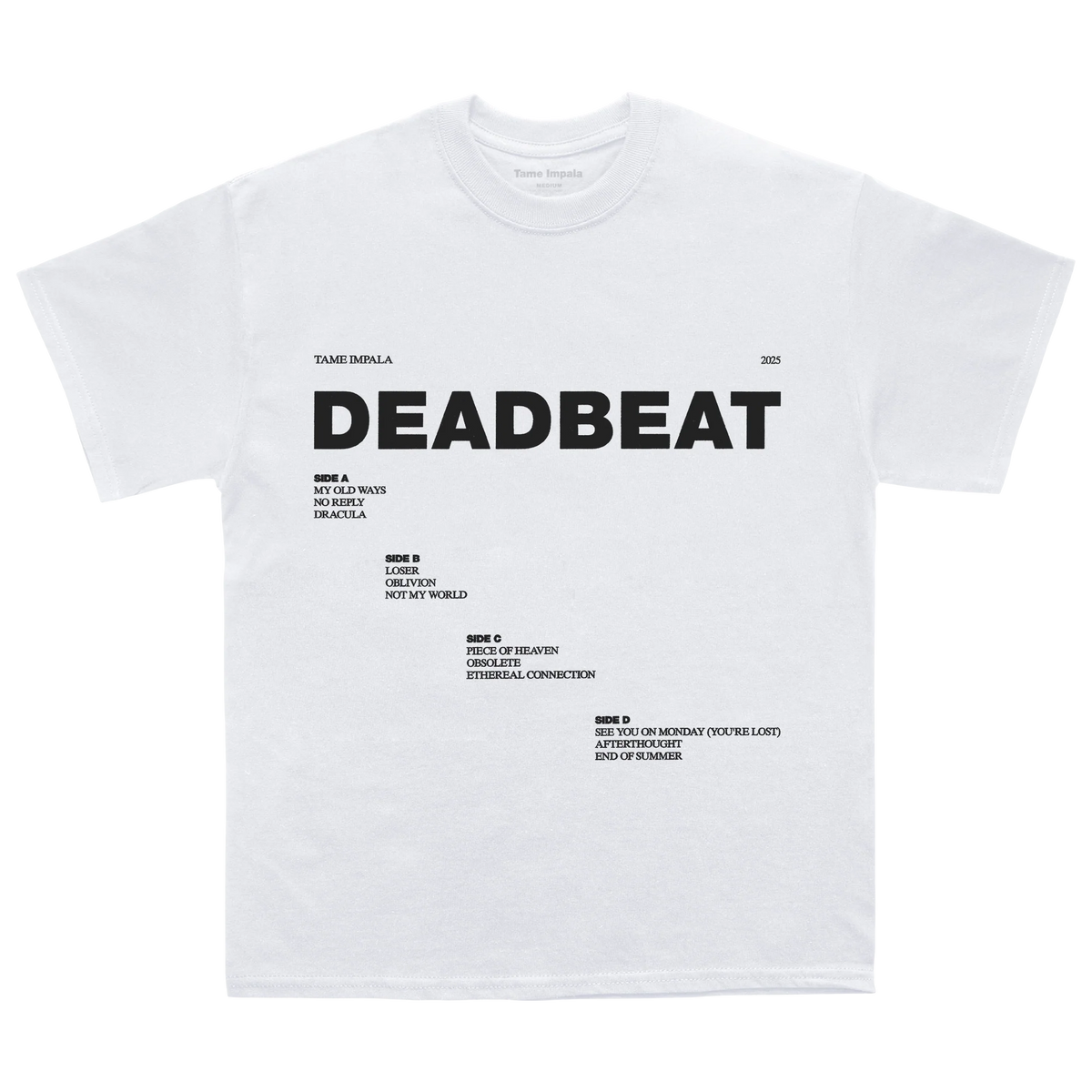 Deadbeat Tracklist Tee – Tame Impala ANZ