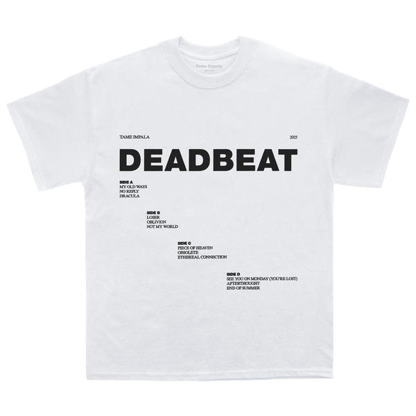Deadbeat Tracklist Tee – Tame Impala ANZ